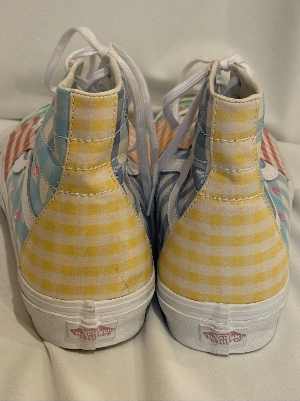 Vans Sk8-Hi Tapered Gingham Block Pastel Cherry Bee Embroidery NWOB Size 13 Men